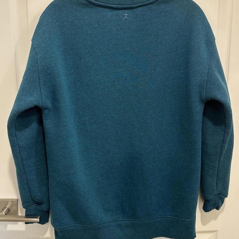 Danskin Sweatshirt Small Womens Teal Front Pocket Cotton Blend Pullover Stretch